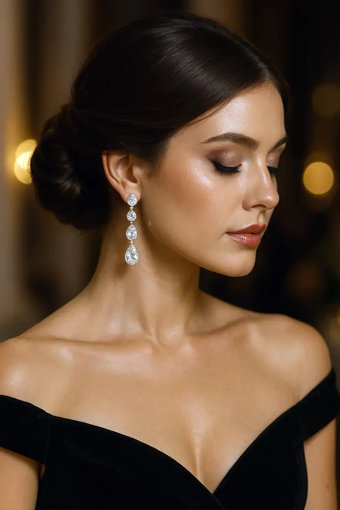 Chignon bas avec boucles scintillantes