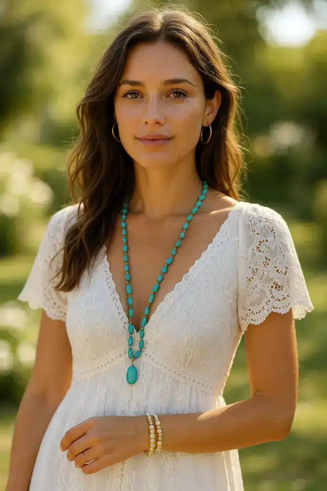bijoux pour robe bohème blanche en dentelle