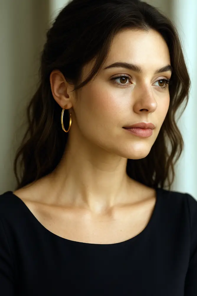 boucles d'oreilles créoles dorées pour robe d'invitée de mariage