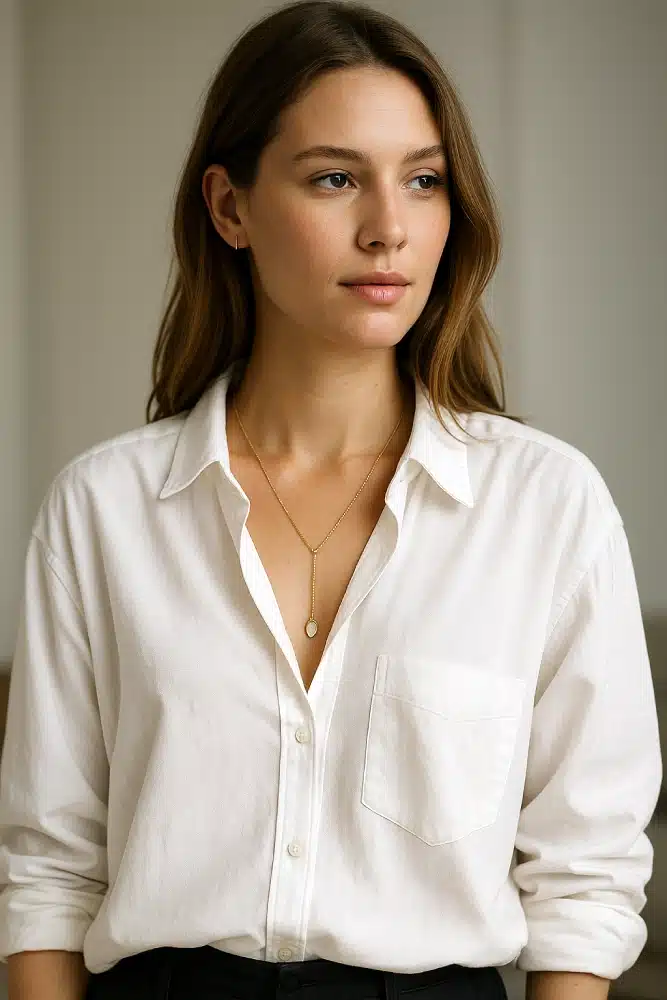 collier idéal avec chemise blanche décontractée