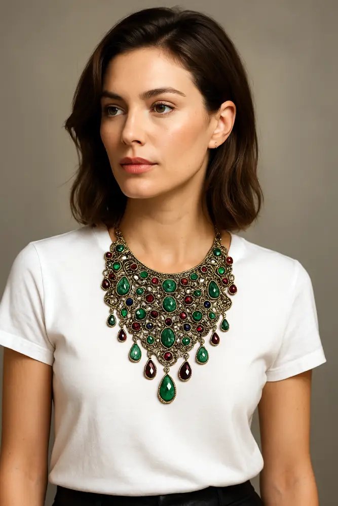 collier plastron avec tshirt basique