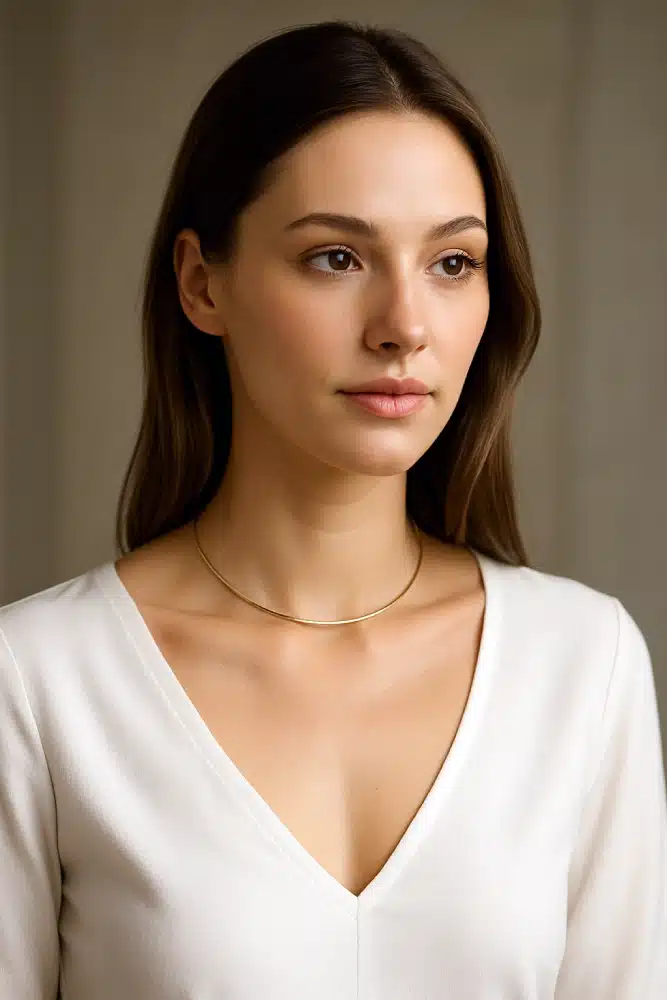 collier ras du coup avec un haut à col V