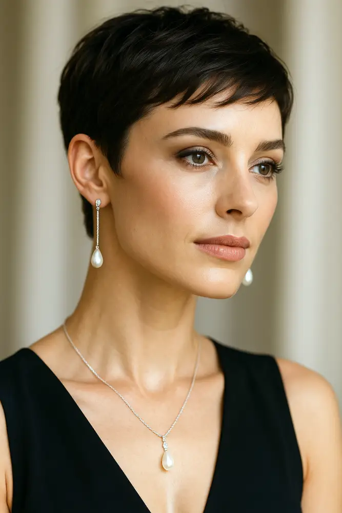 Coupe courte avec boucles pendantes élégantes