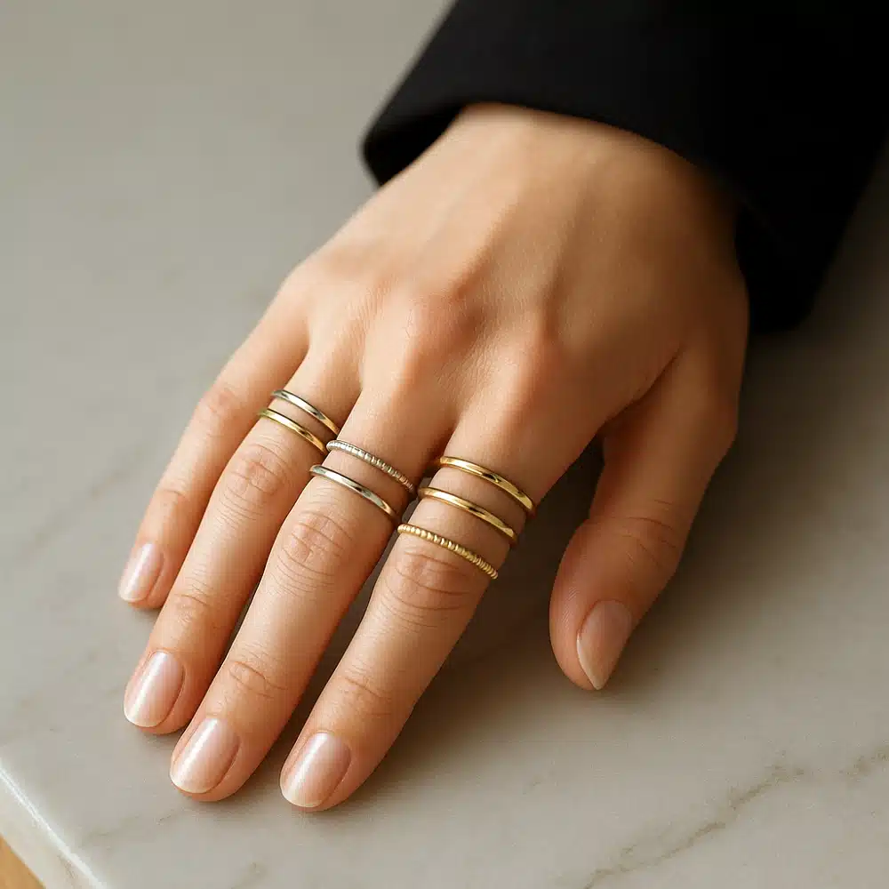 stacking bagues : Mélanger l’or et l’argent