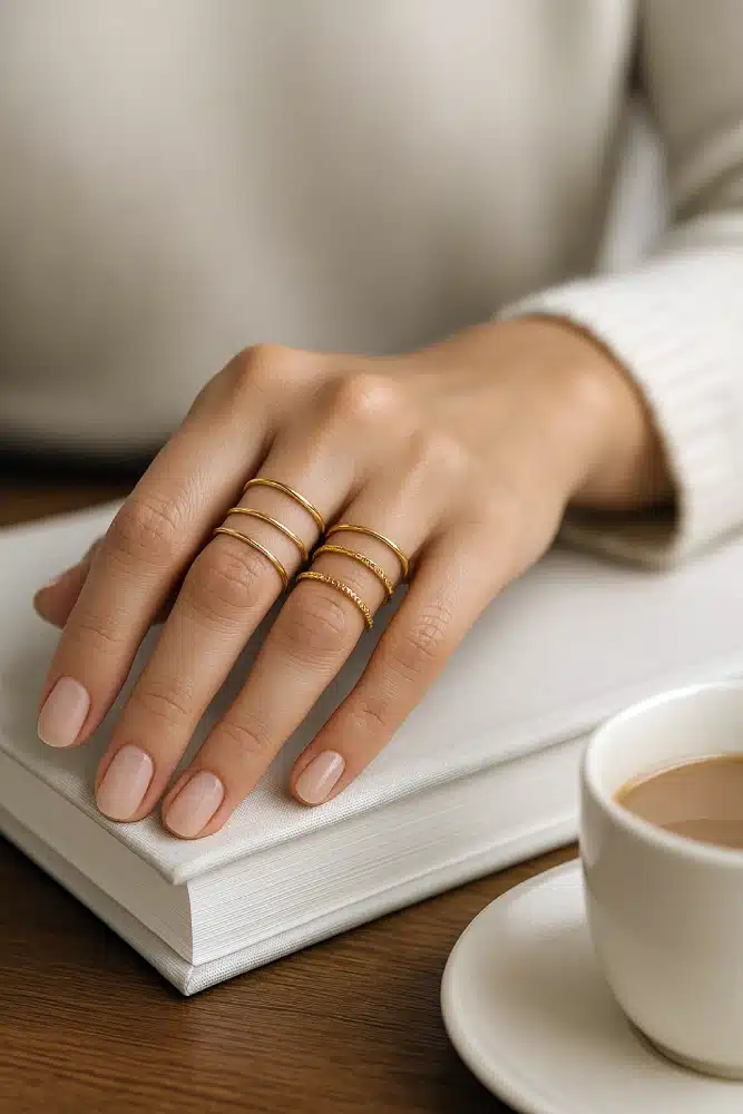 stacking minimaliste bagues en or