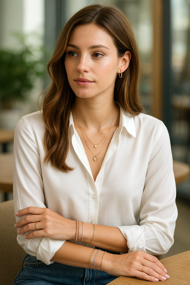mix bijoux or tenue au quotidien