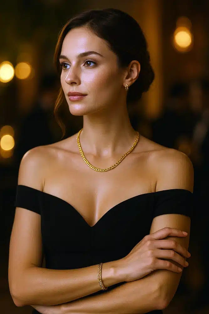 mix bijoux or tenue soiree